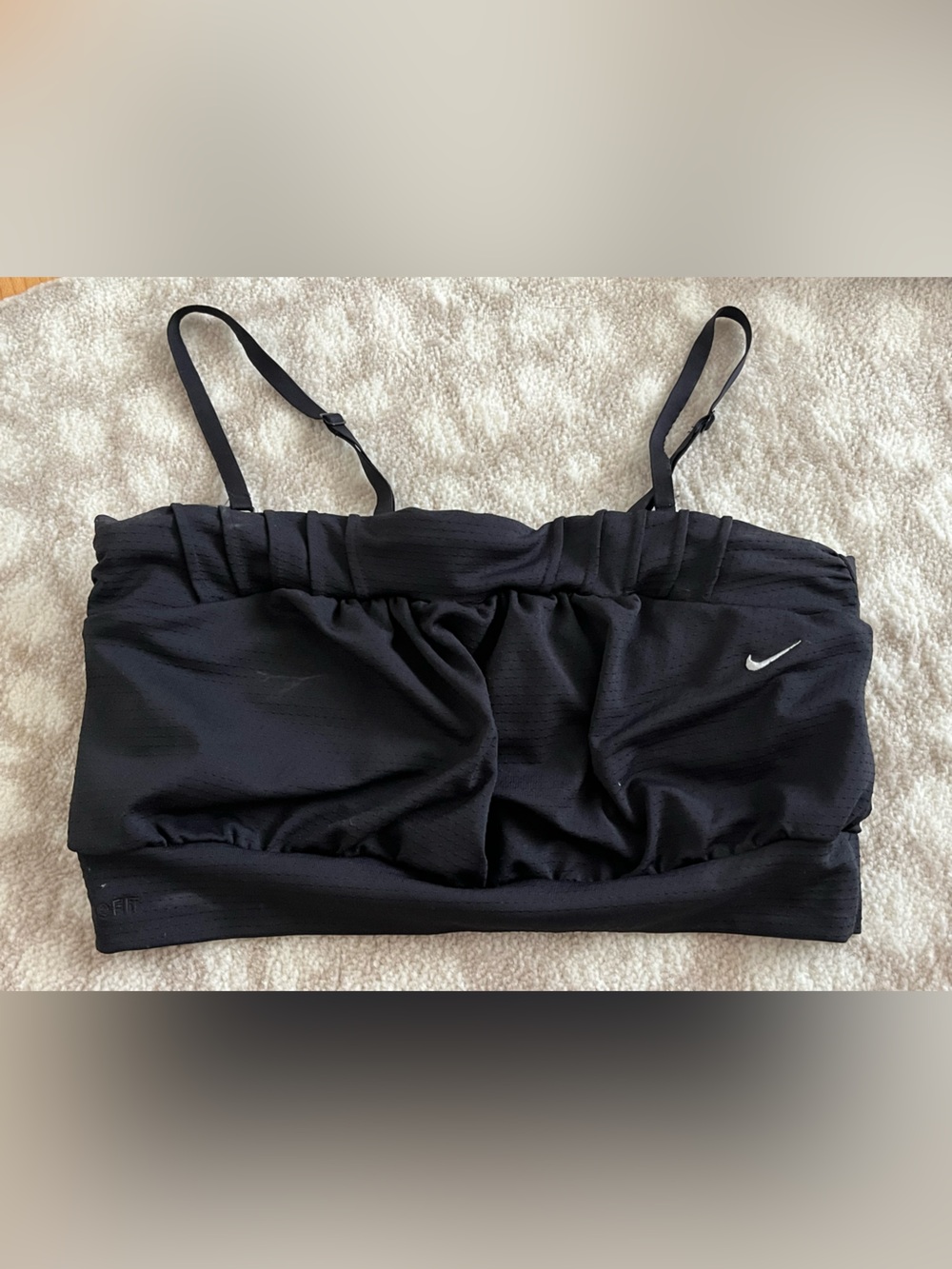 Nike Black Adjustable-Strap Sports Bra with White Swoosh